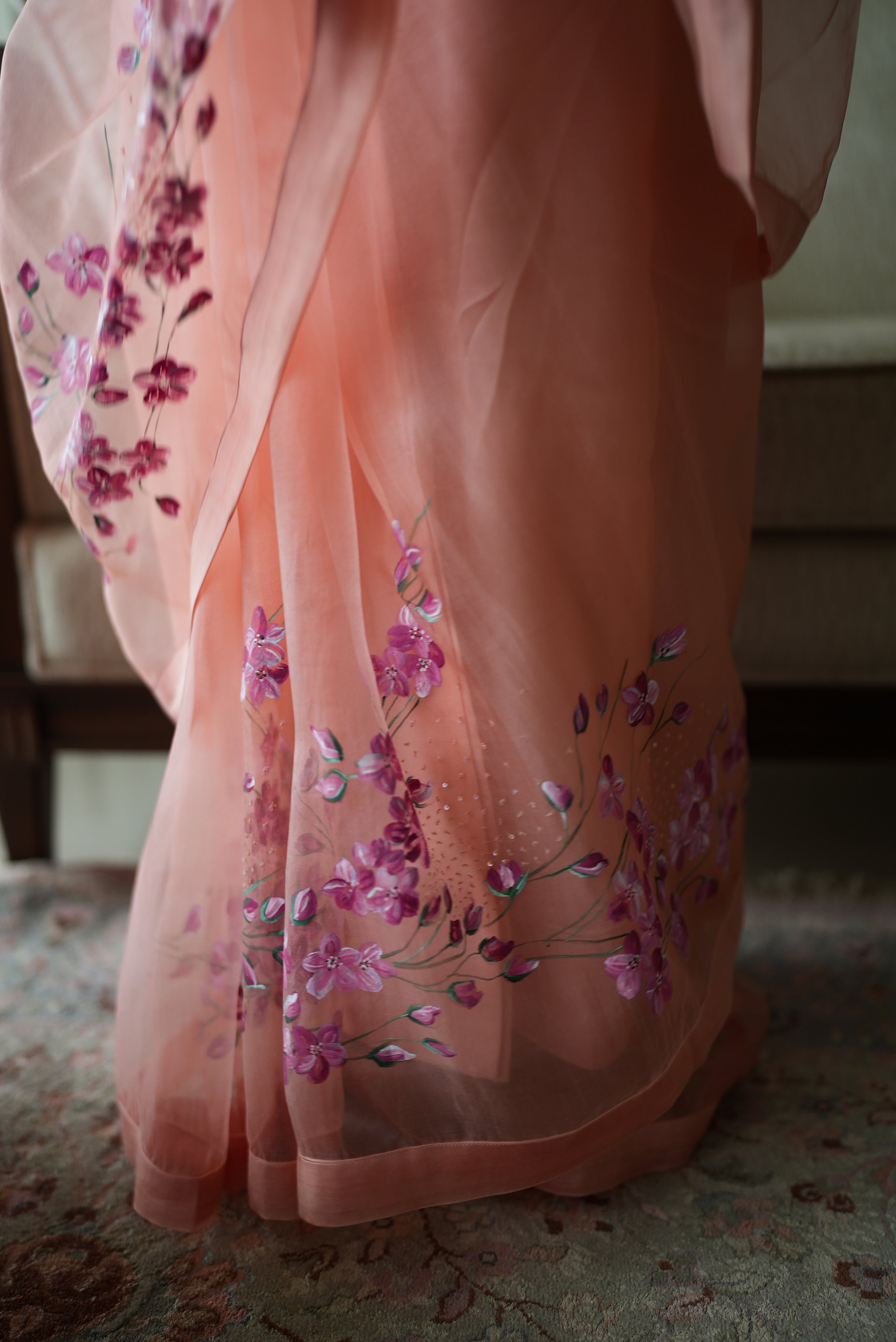 Actor Sagarika Ghatge in our Pink Organza Saree