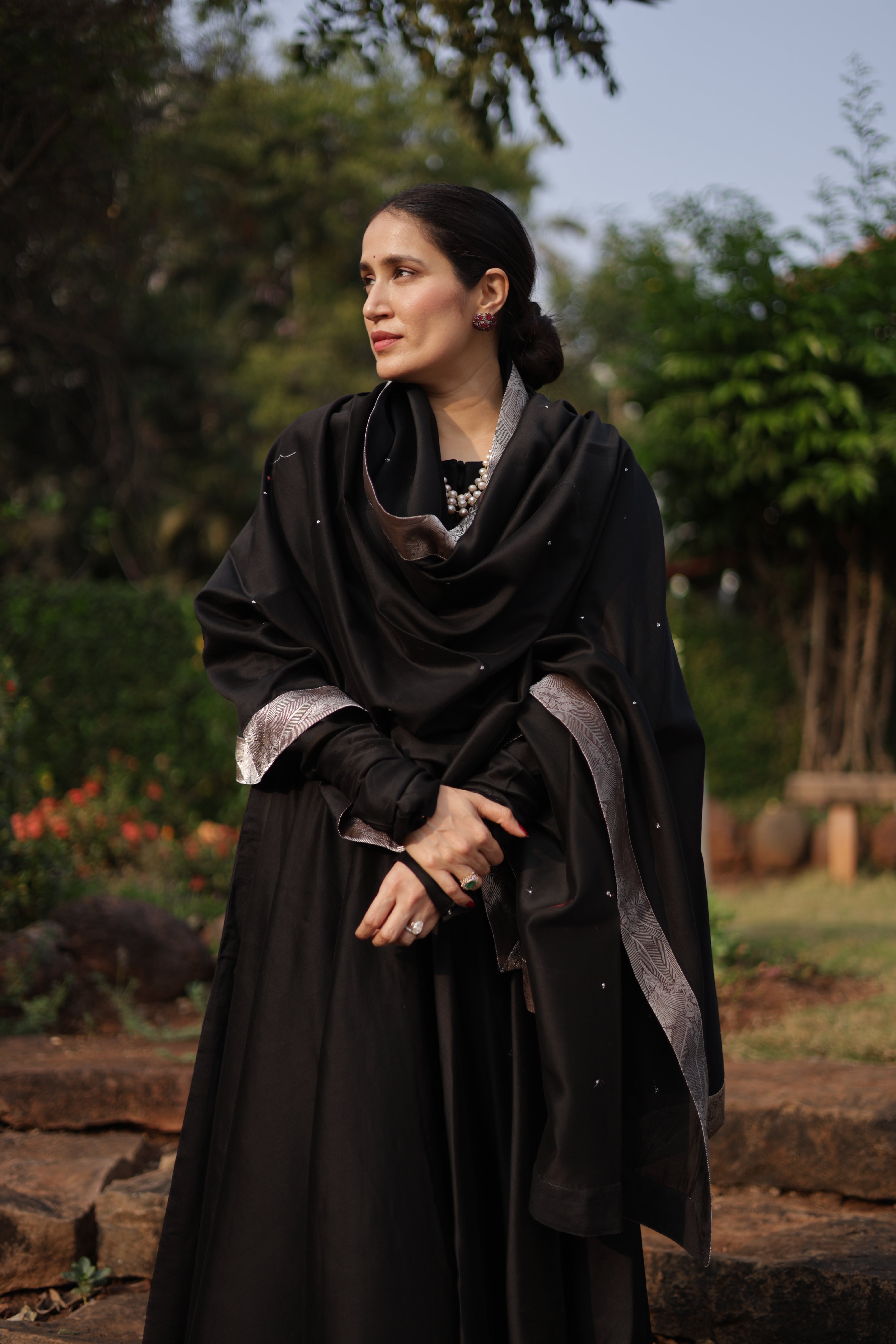 Actor Sagarika Z Ghatge in our Regal Black Anarkali