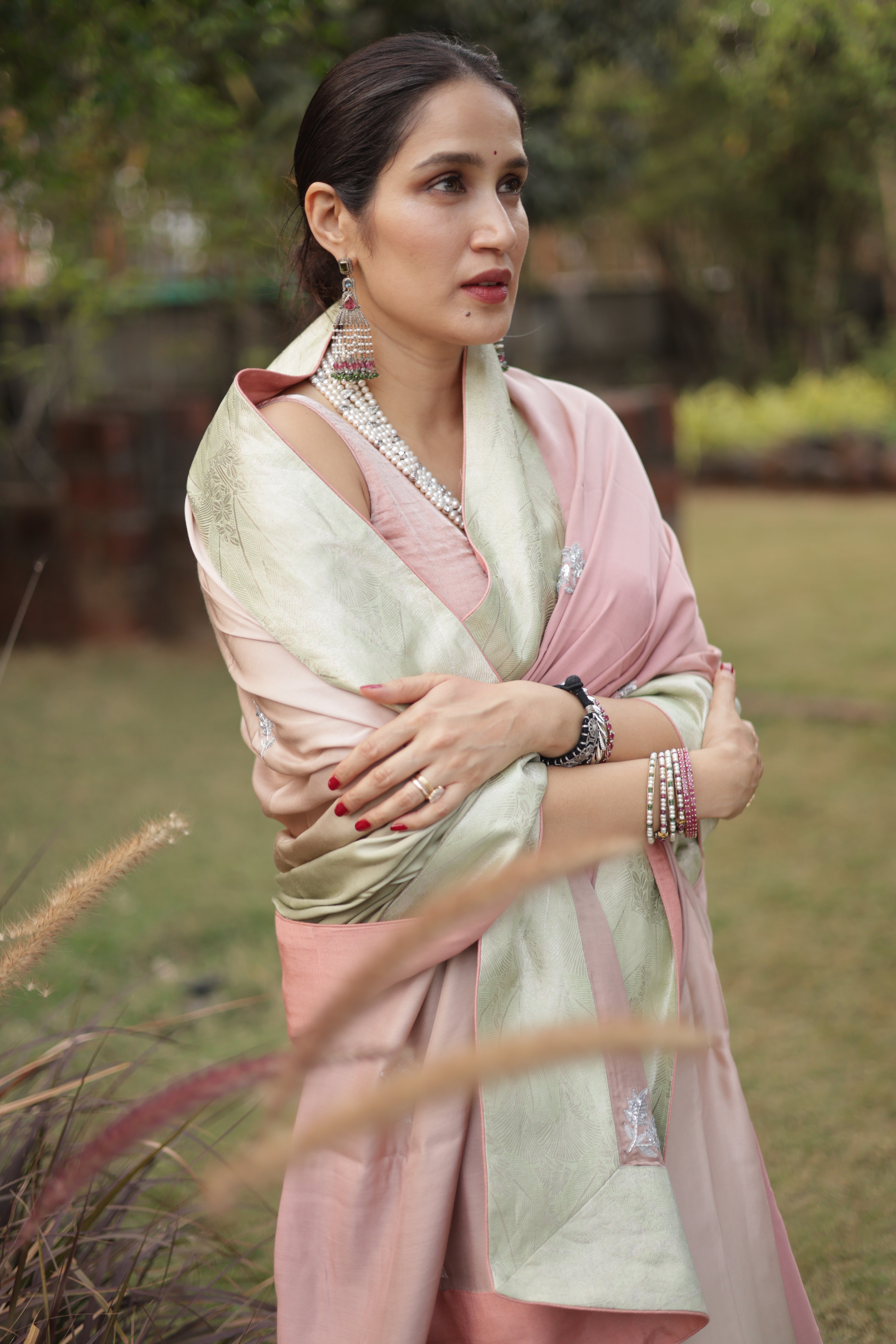 Actor Sagarika Z Ghatge in our Ombre Satin-Silk Saree