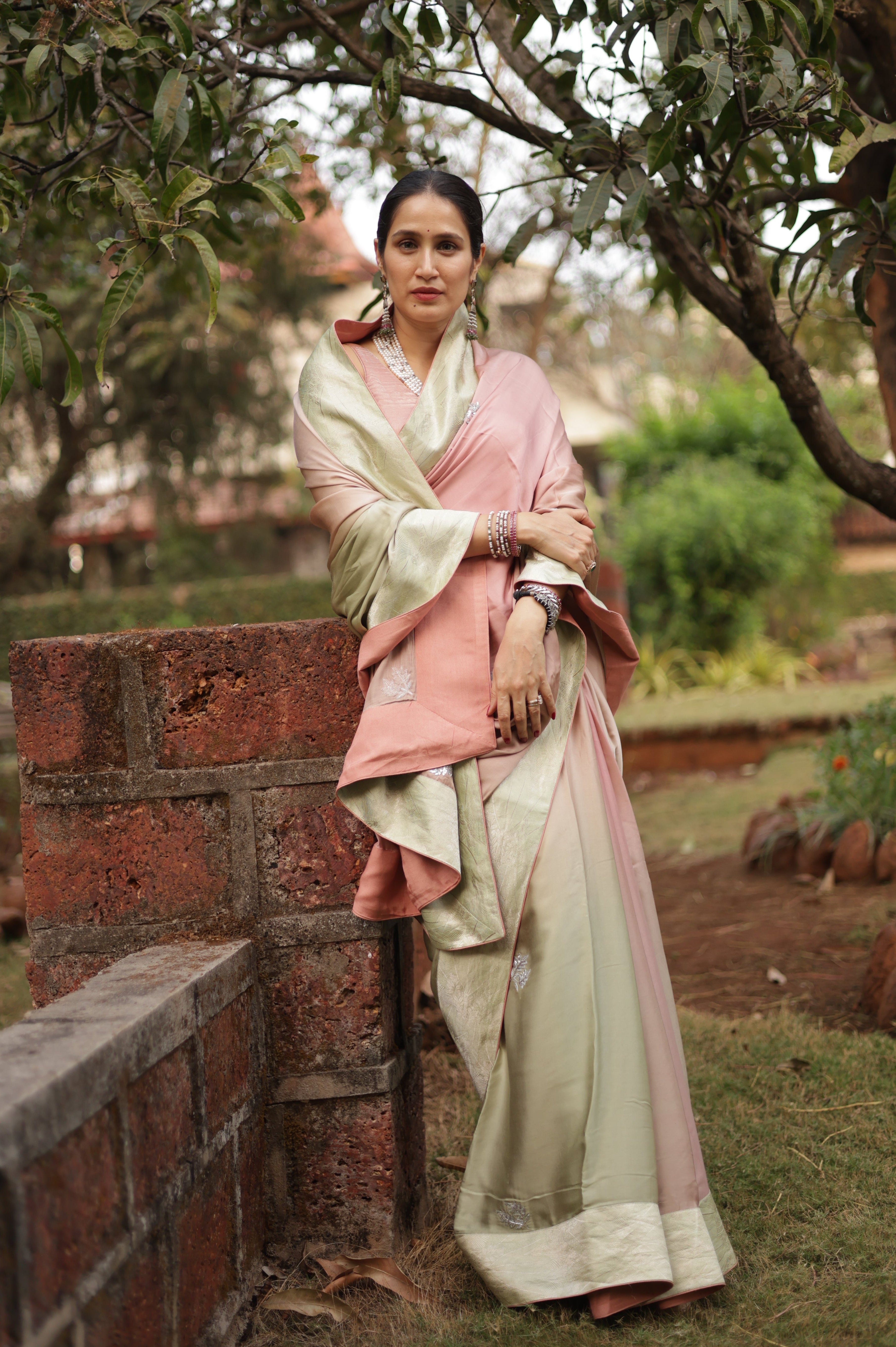 Actor Sagarika Z Ghatge in our Ombre Satin-Silk Saree