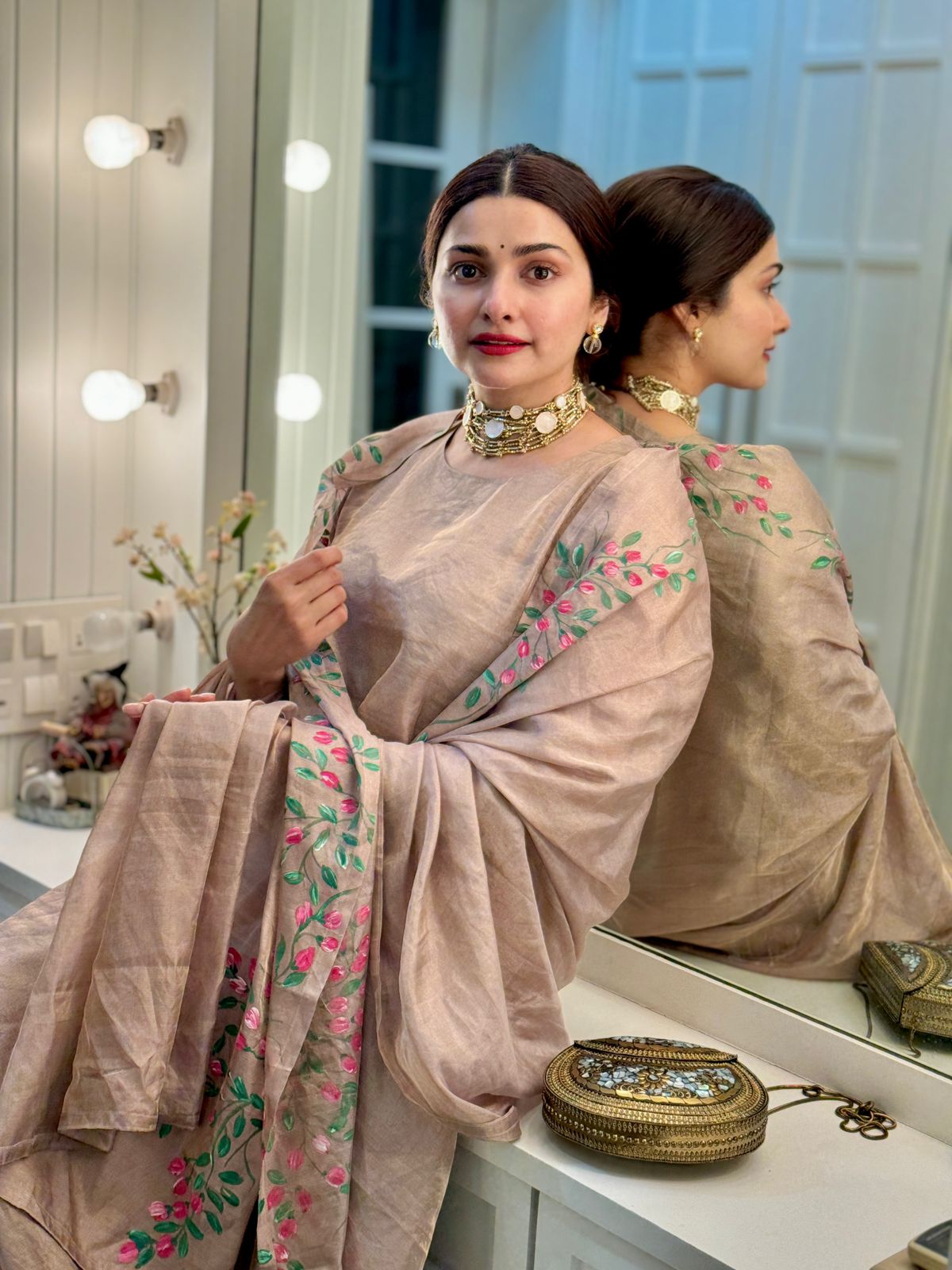 Actor Prachi Desai in our Pure-Silk Hand-Painted Kurta