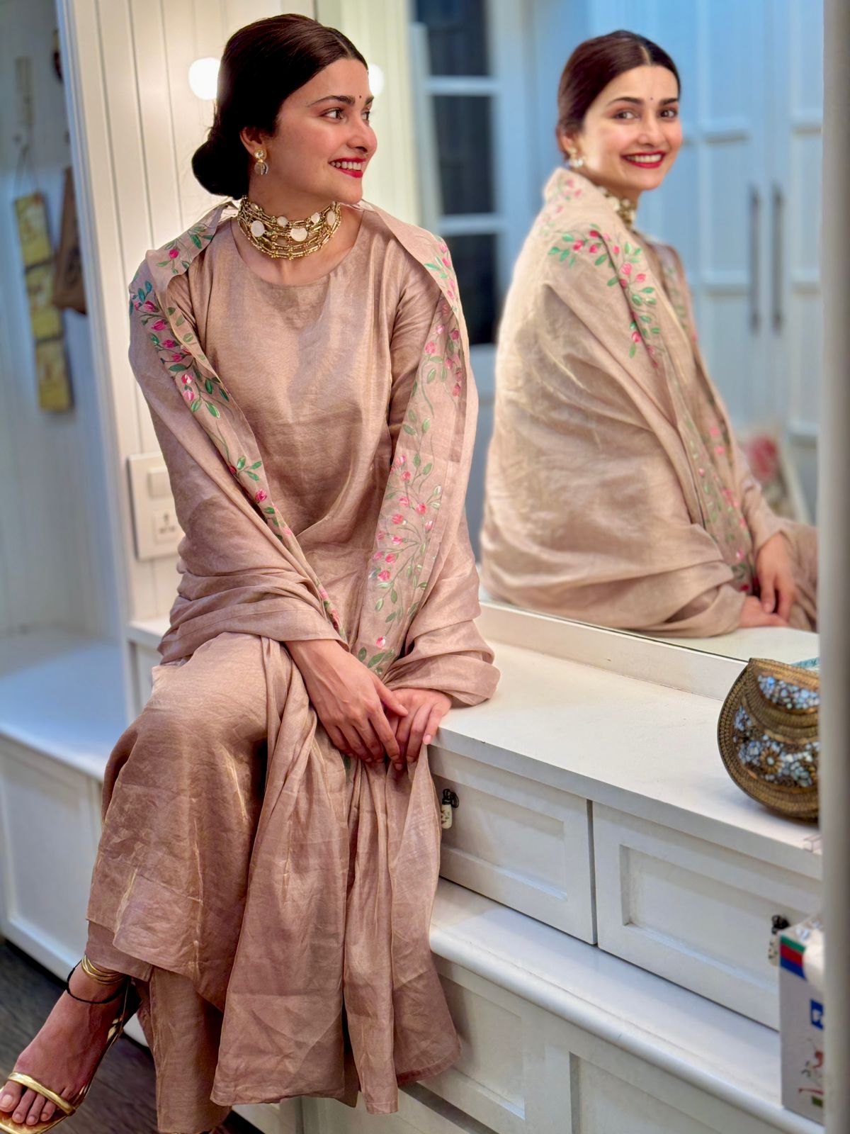 Actor Prachi Desai in our Pure-Silk Hand-Painted Kurta