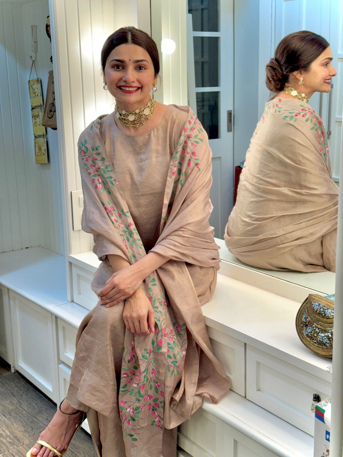 Actor Prachi Desai in our Pure-Silk Hand-Painted Kurta