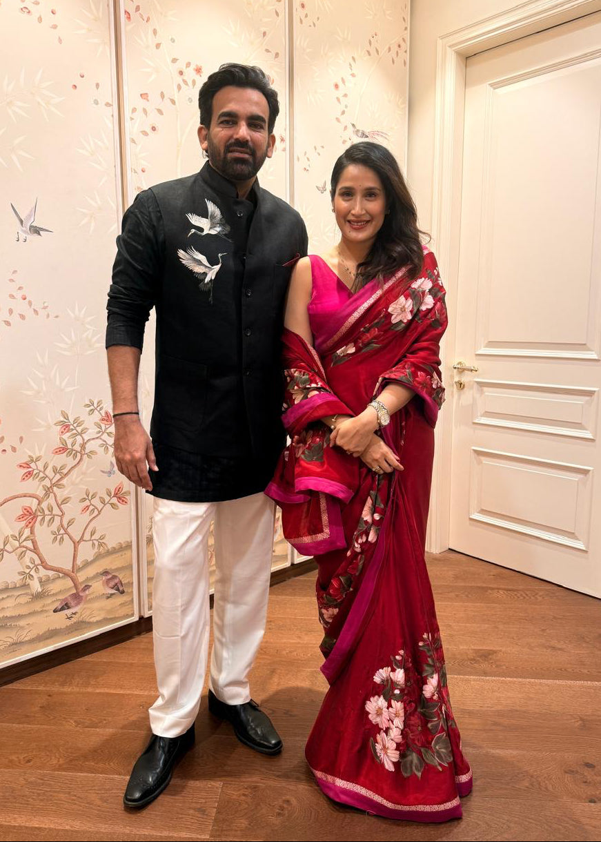 Cricket Legend Zaheer Khan in Custom Hand-Painted Bandhgala