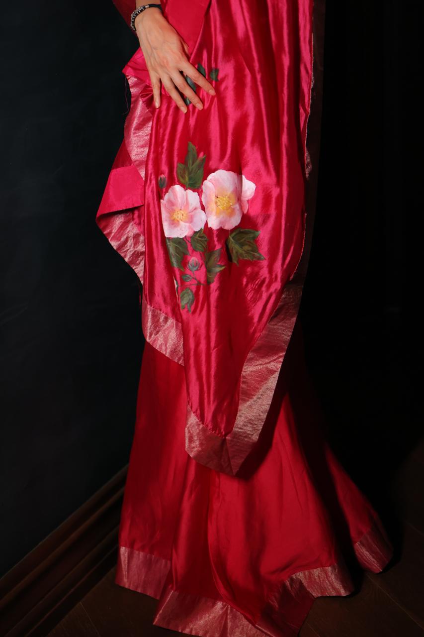 Actor Sagarika Ghatge in our Hand-Painted Dark-Pink Sharara