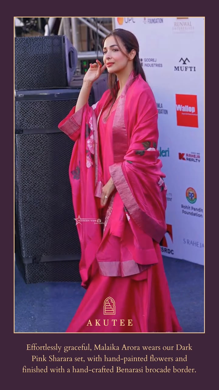 Actor Malaika Arora in our Hand-Painted Dark-Pink Sharara