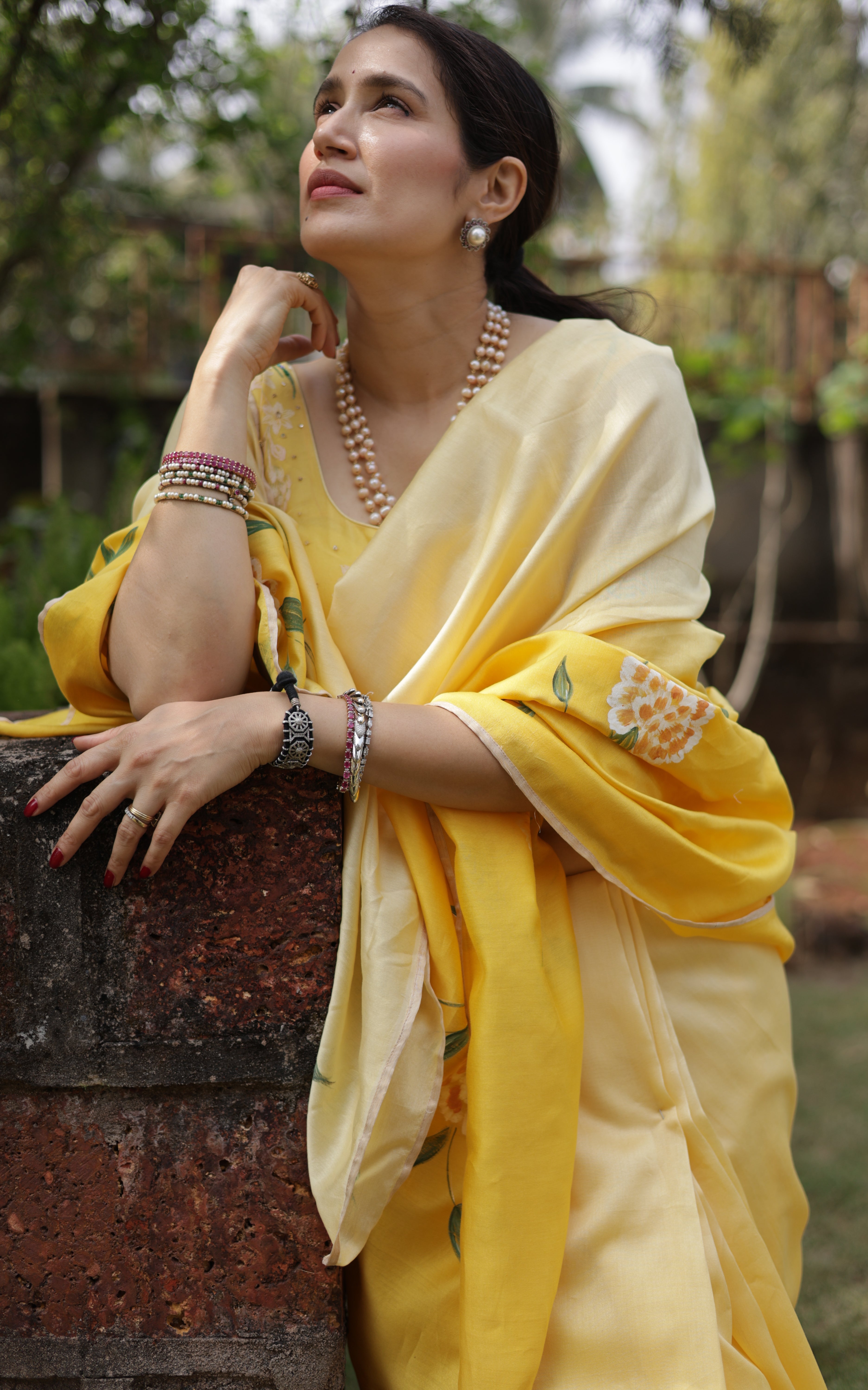 Actor Sagarika Ghatge in our Yellow Chanderi-Silk Saree