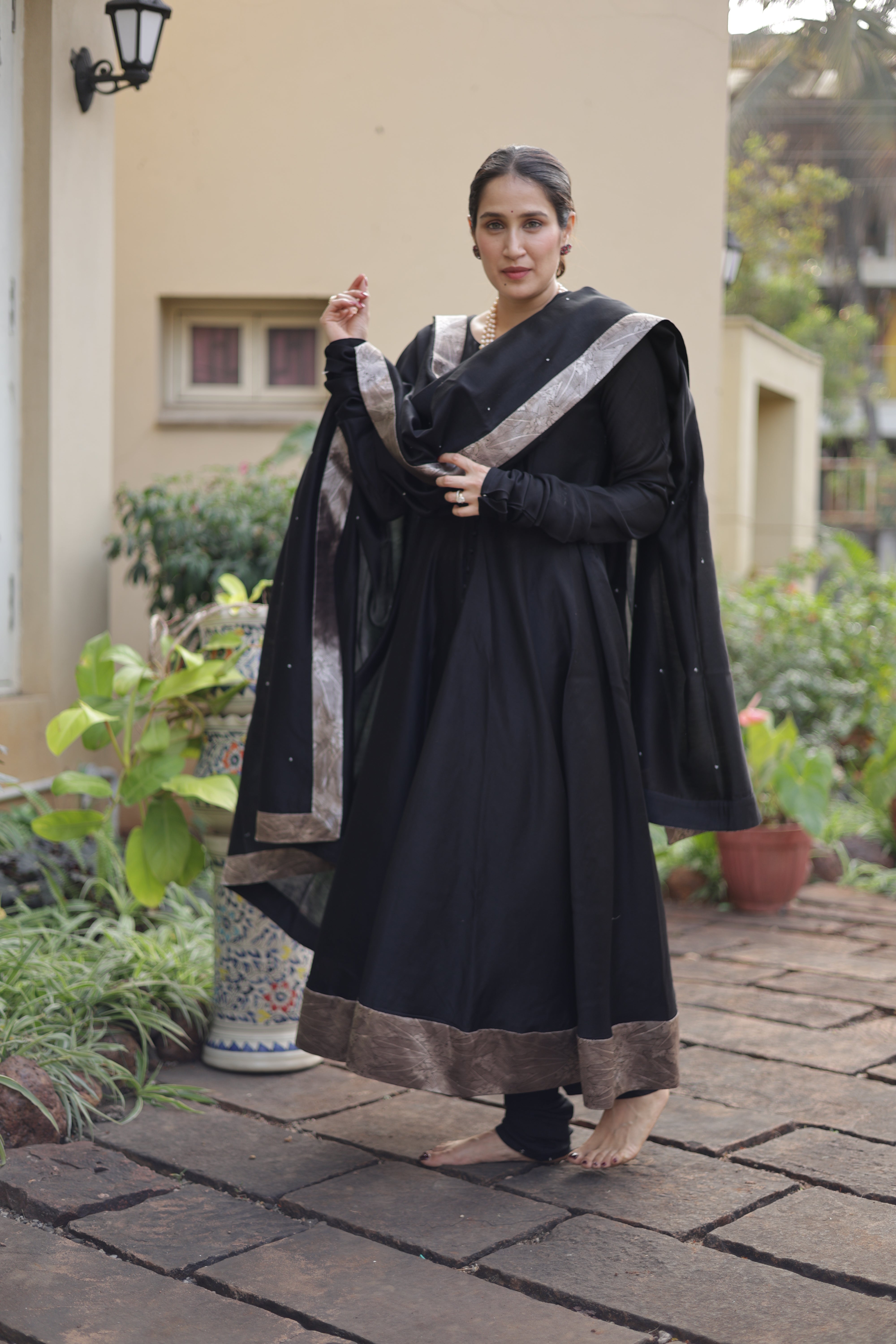 Actor Sagarika Z Ghatge in our Regal Black Anarkali
