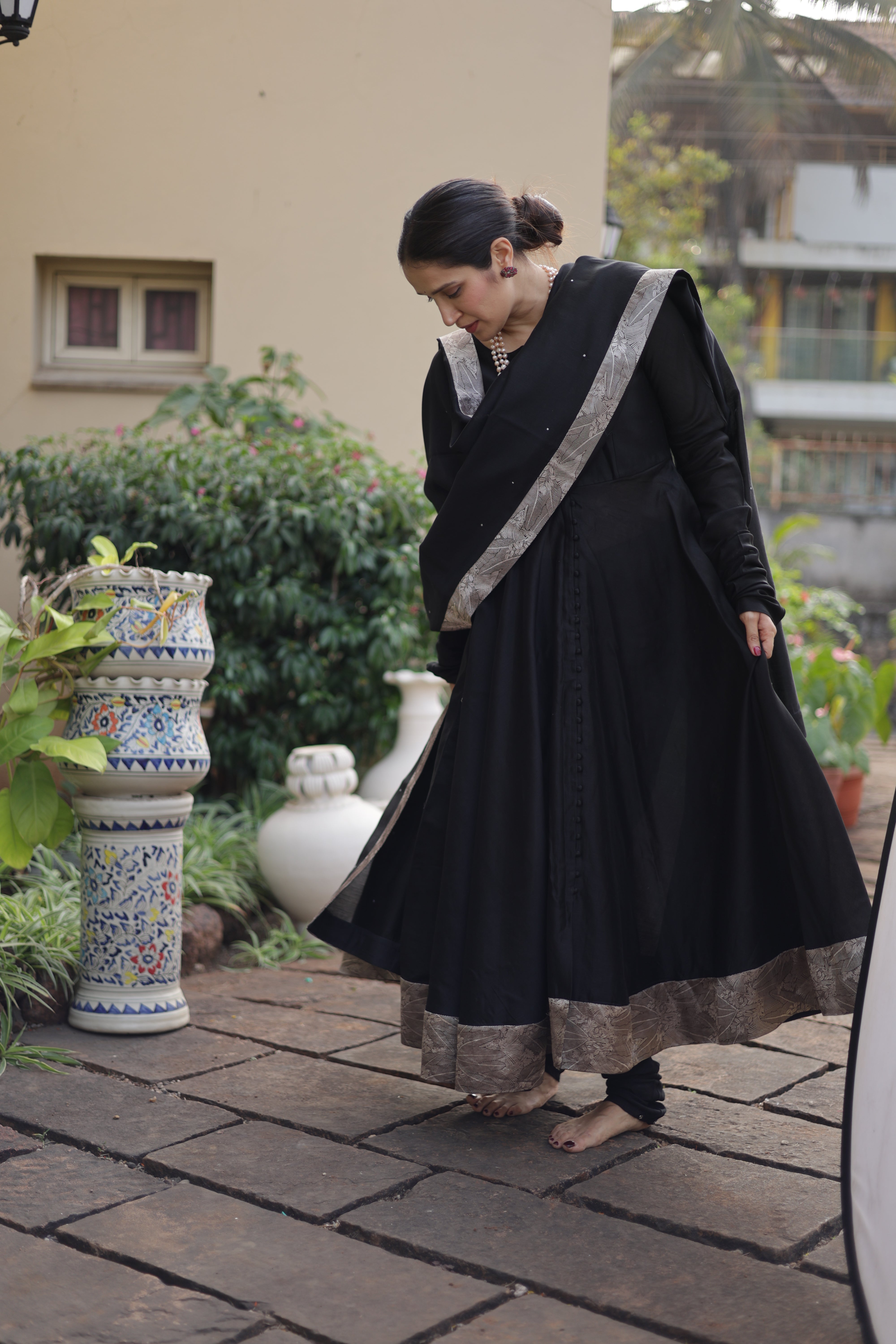 Actor Sagarika Z Ghatge in our Regal Black Anarkali
