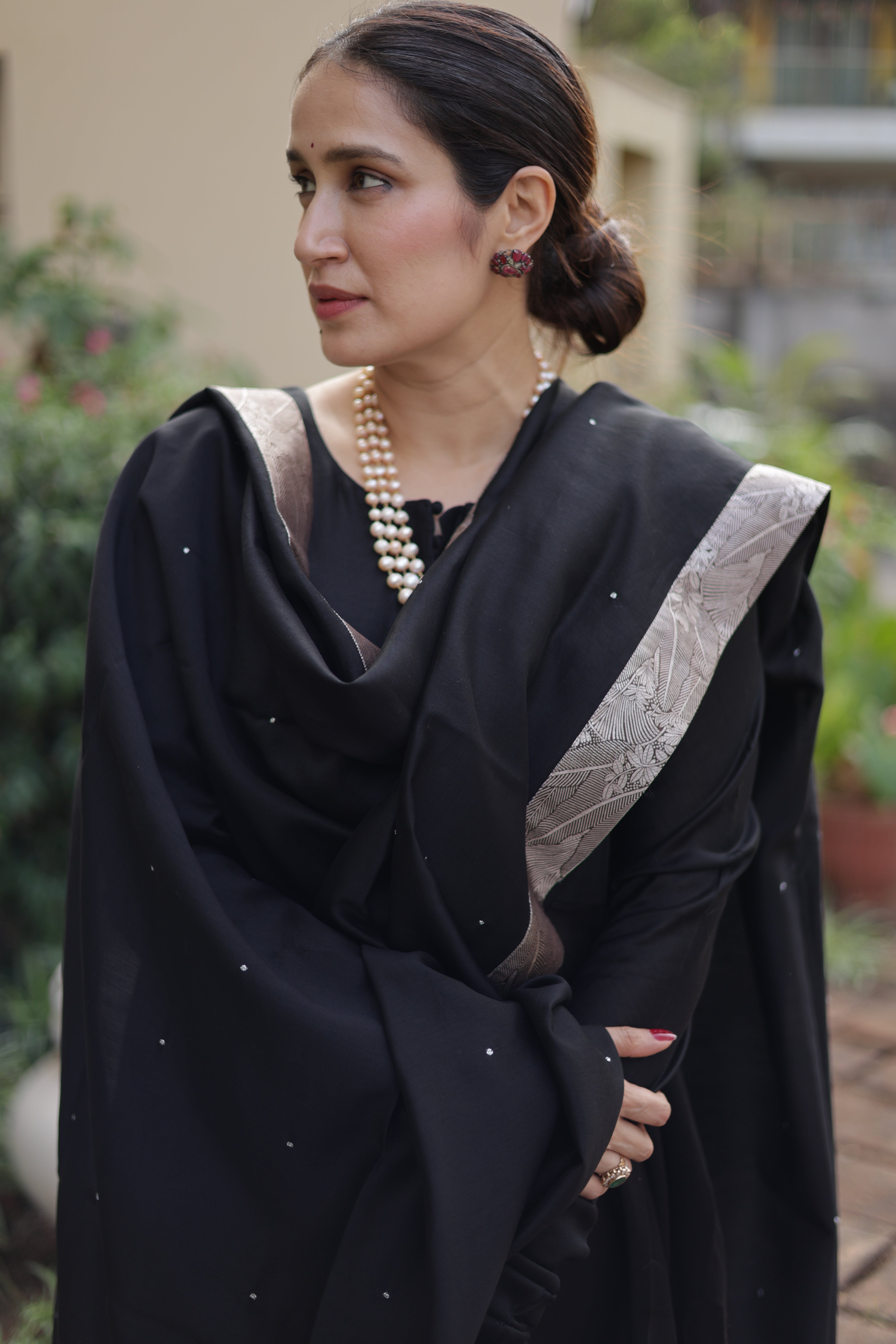 Actor Sagarika Z Ghatge in our Regal Black Anarkali