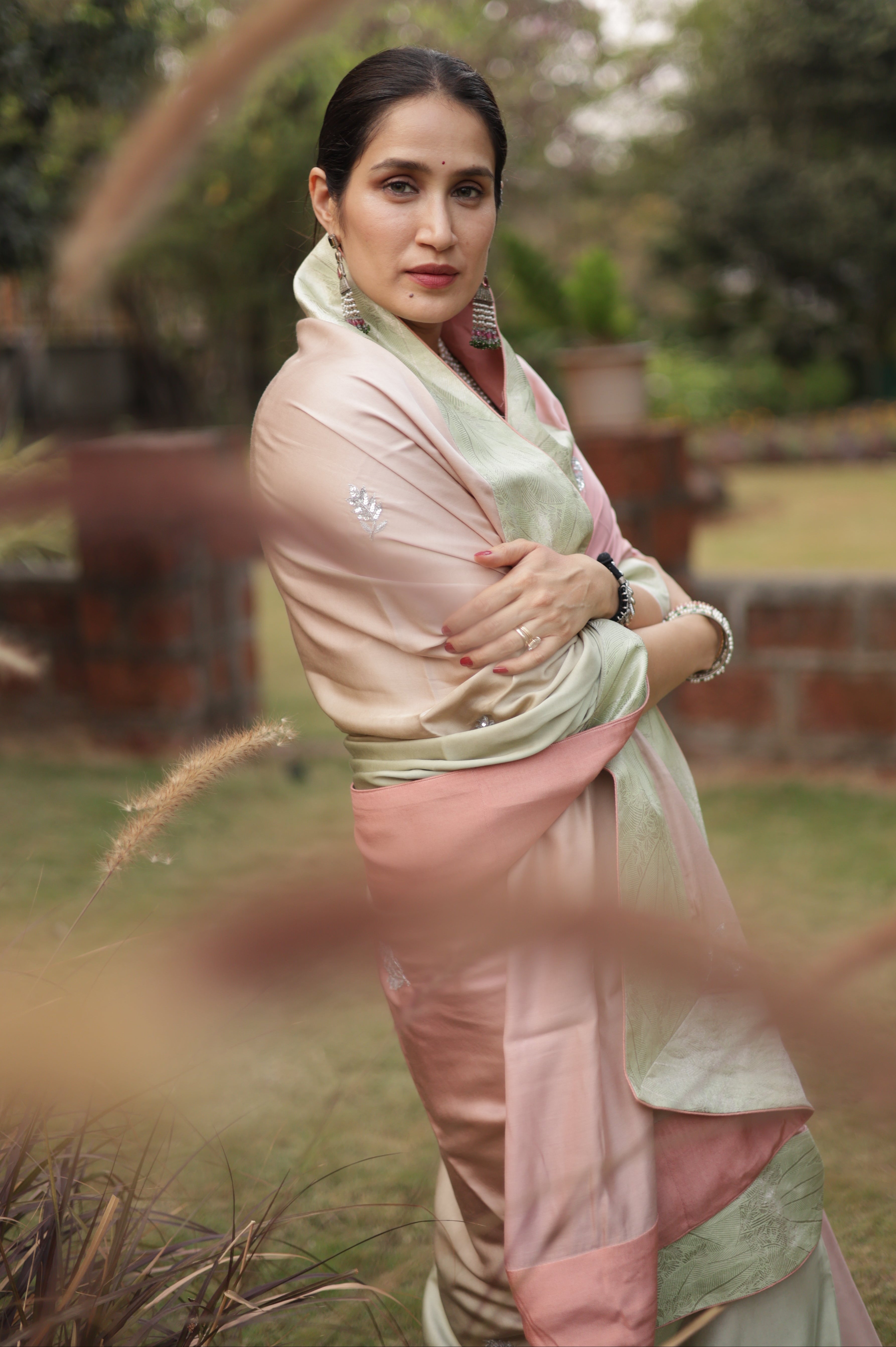 Actor Sagarika Z Ghatge in our Ombre Satin-Silk Saree