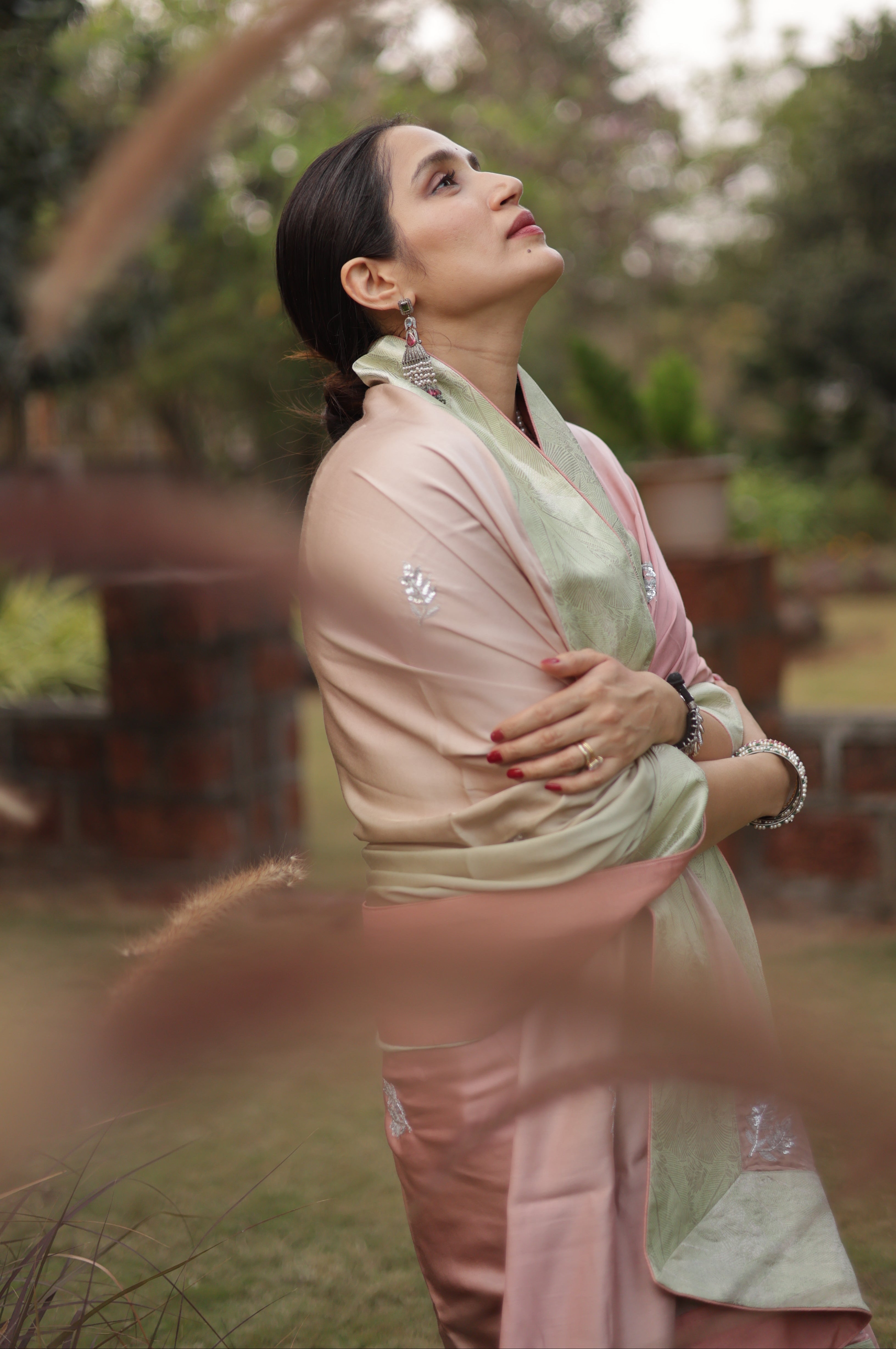 Actor Sagarika Z Ghatge in our Ombre Satin-Silk Saree