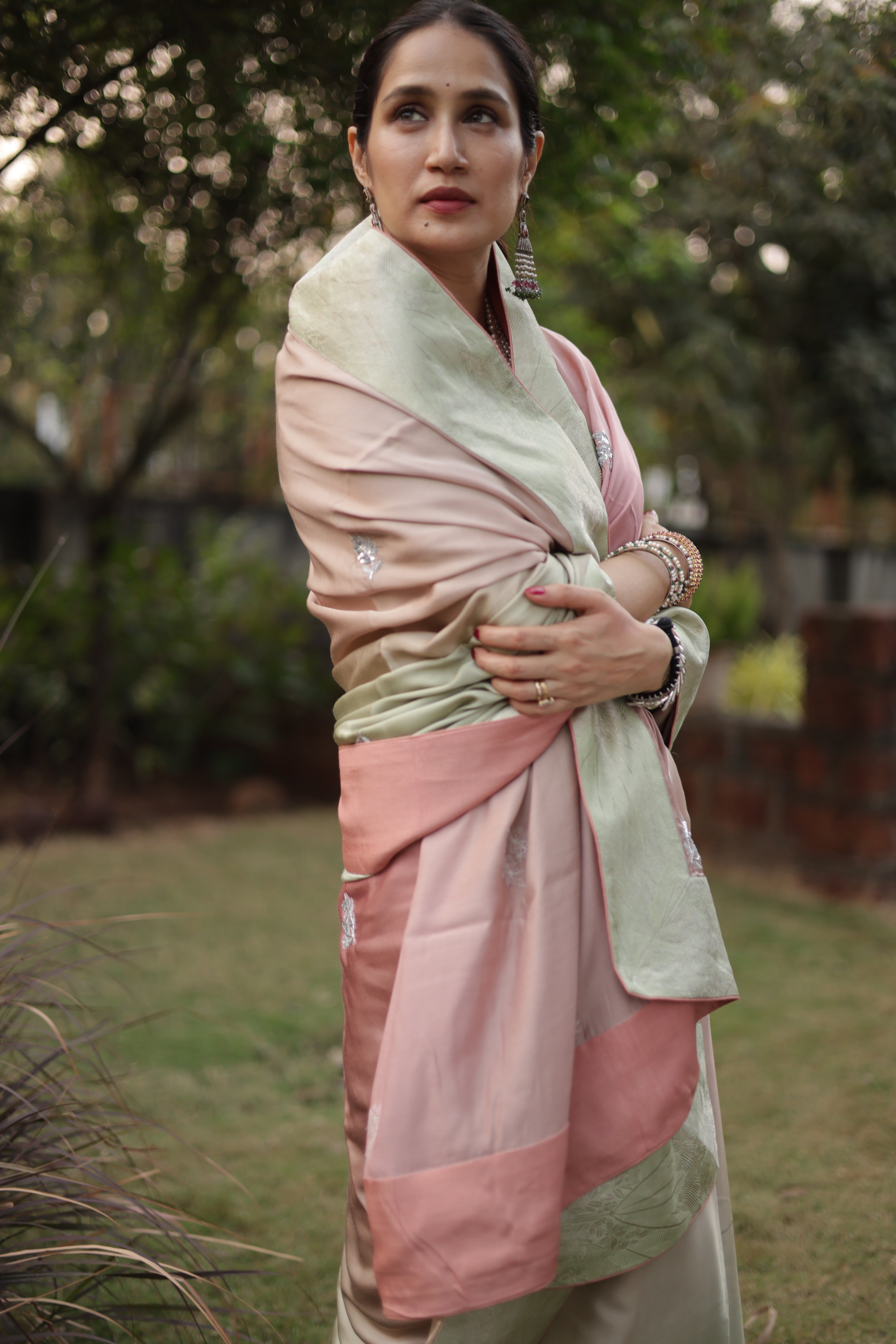 Actor Sagarika Z Ghatge in our Ombre Satin-Silk Saree