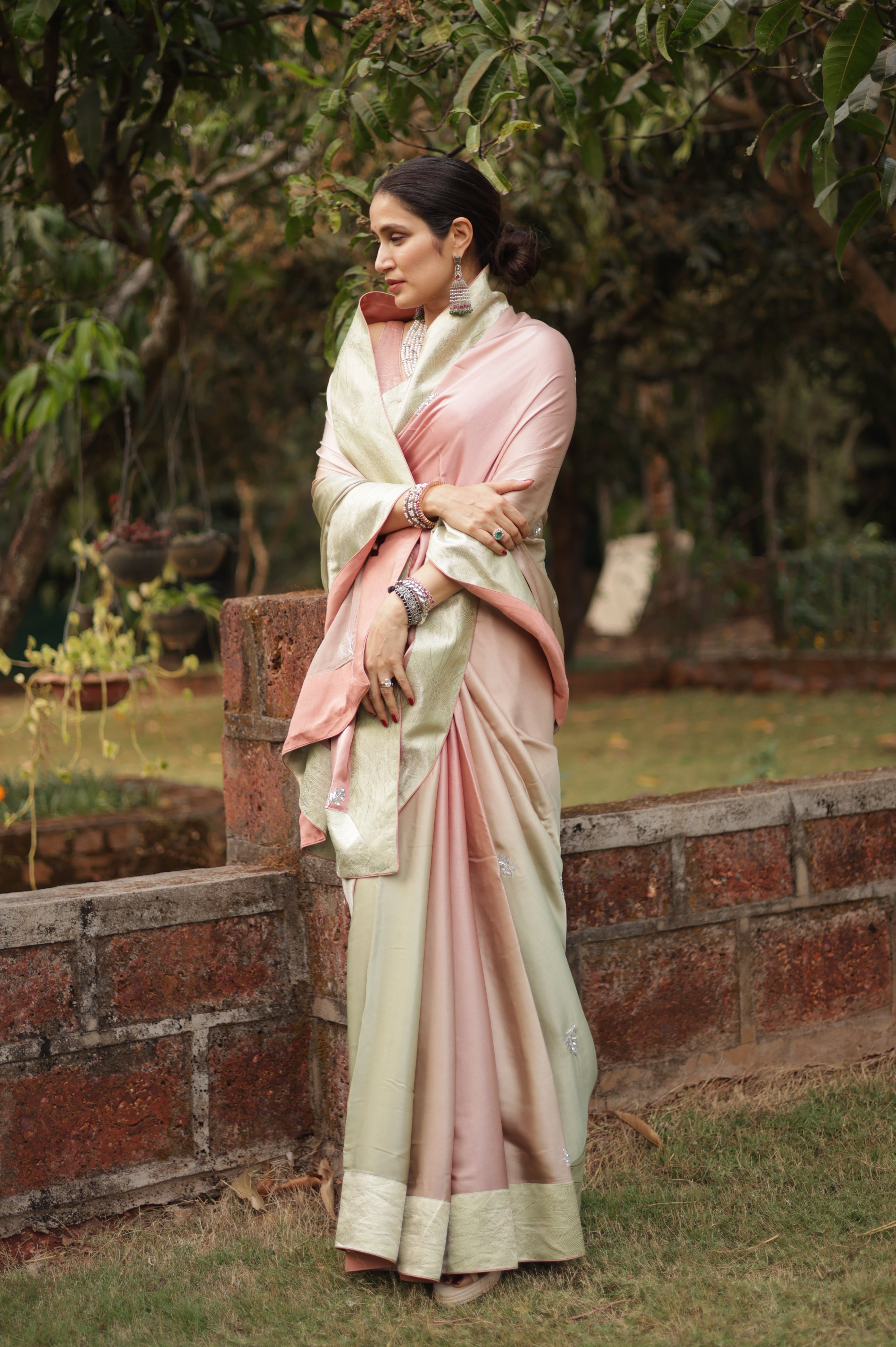 Actor Sagarika Z Ghatge in our Ombre Satin-Silk Saree