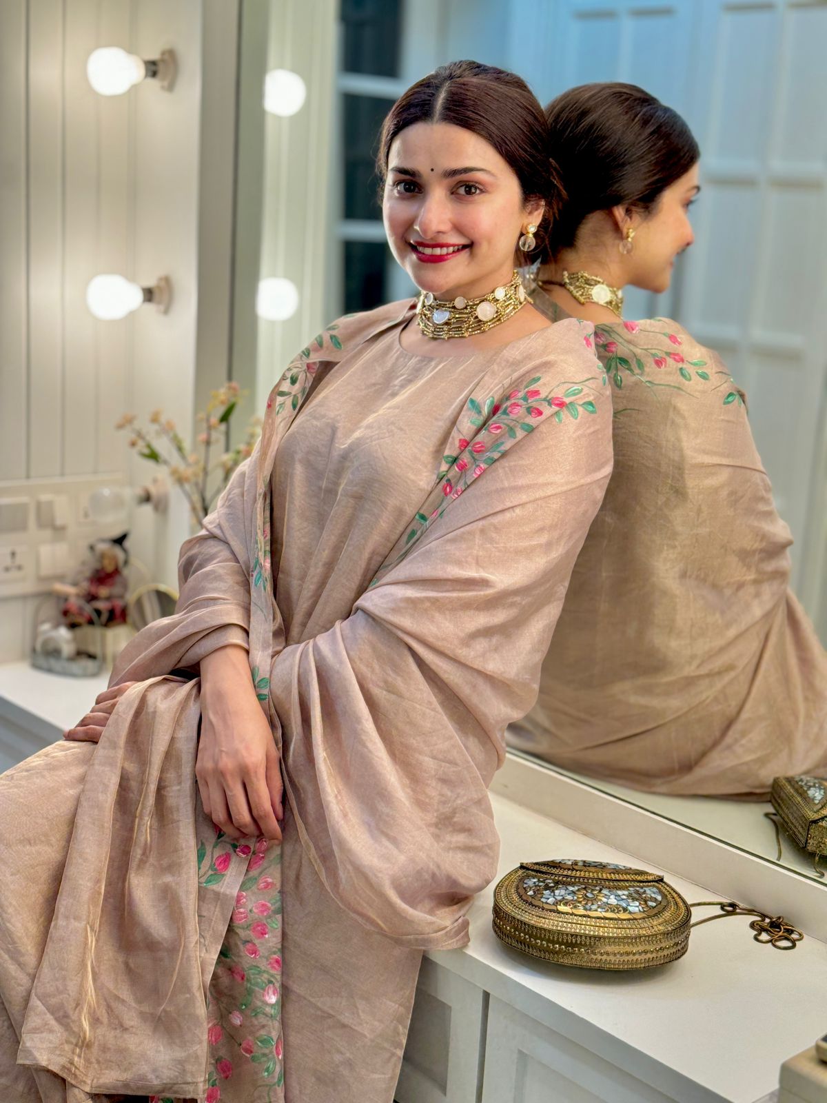 Actor Prachi Desai in our Pure-Silk Hand-Painted Kurta