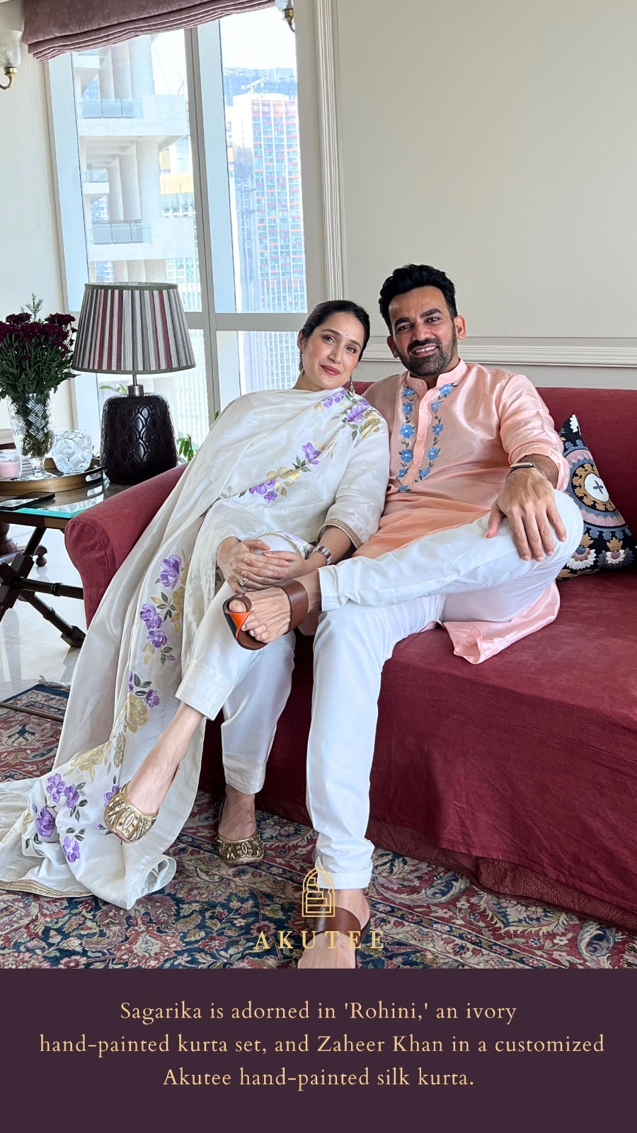 Zaheer Khan in Custom Hand-Painted Kurta Set
