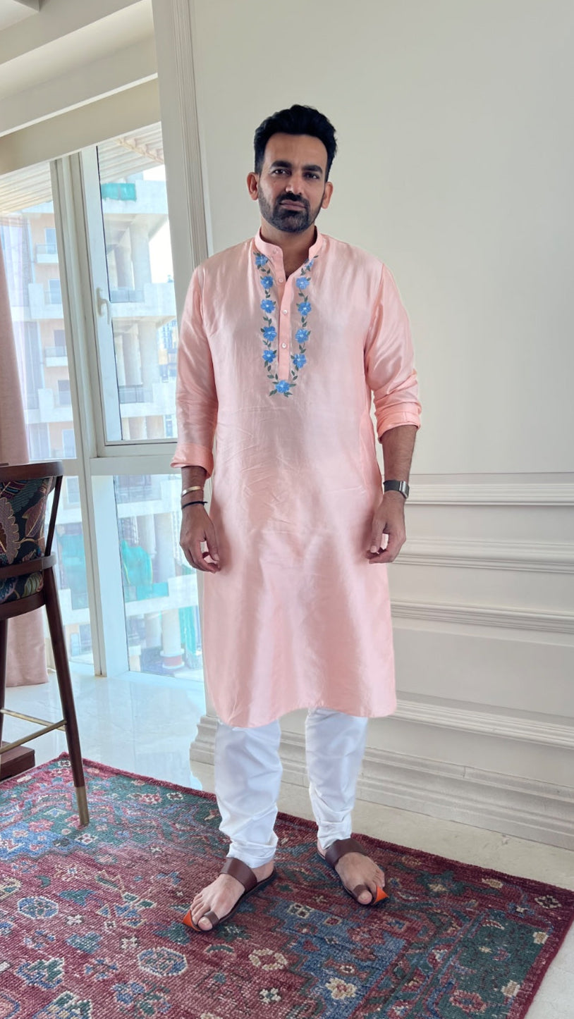 Zaheer Khan in Custom Hand-Painted Kurta Set