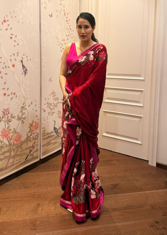 Actor Sagarika Z Ghatge in our elegant Satin-Crepe Saree