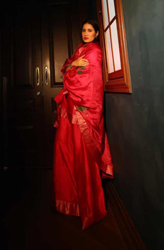Actor Sagarika Ghatge in our Hand-Painted Dark-Pink Sharara