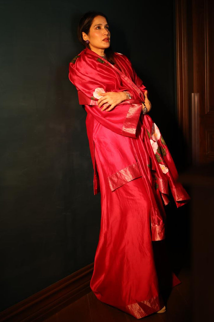Actor Sagarika Ghatge in our Hand-Painted Dark-Pink Sharara