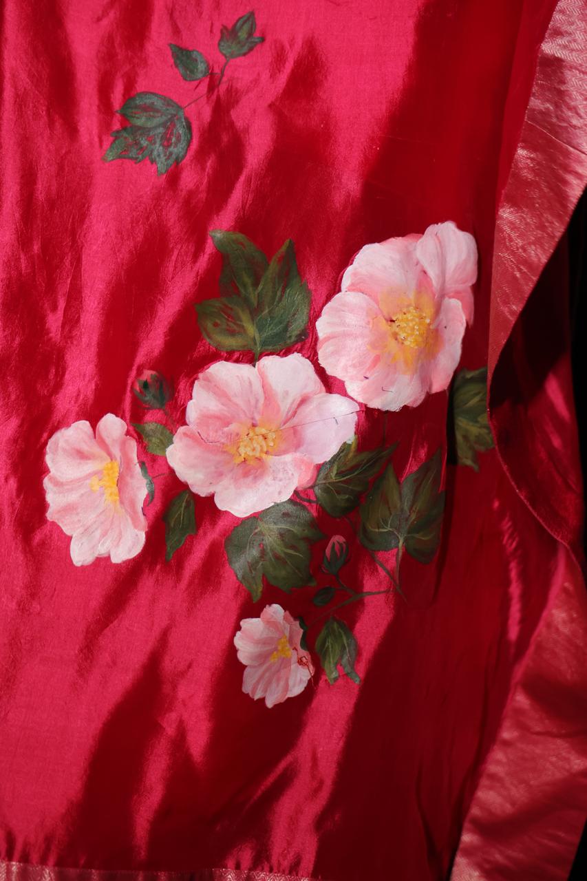 Actor Sagarika Ghatge in our Hand-Painted Dark-Pink Sharara