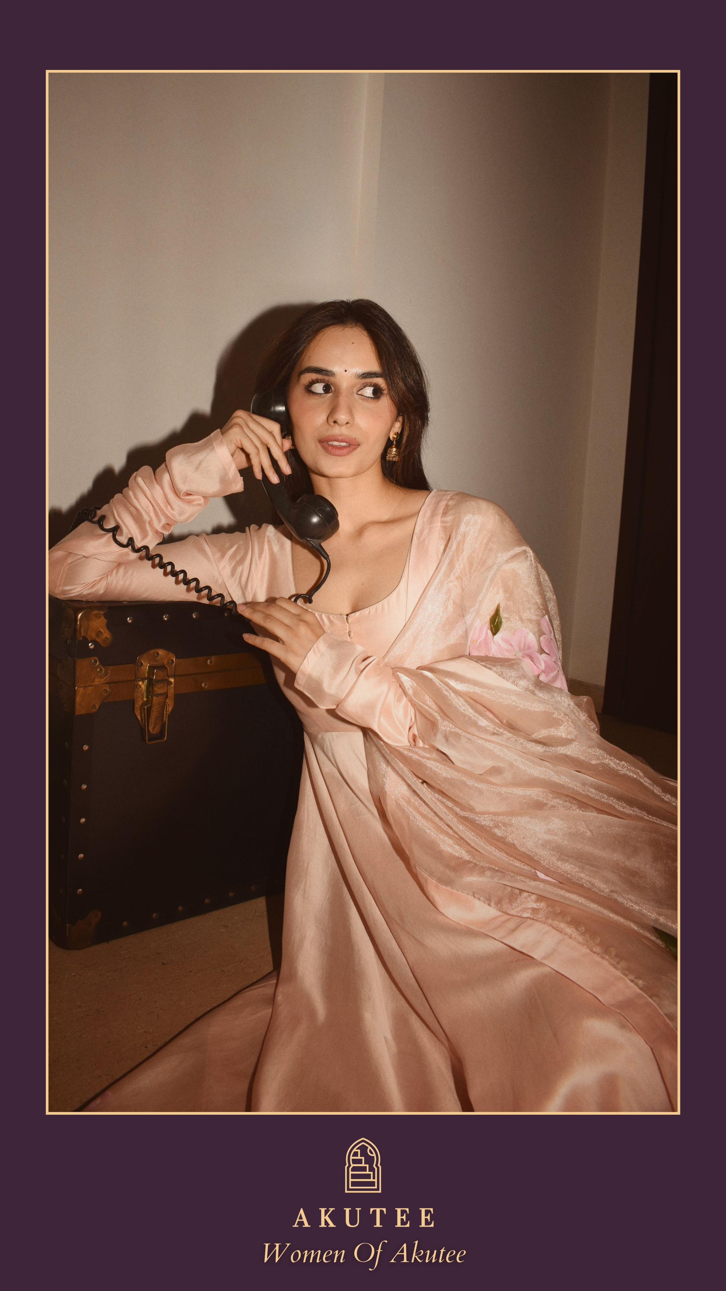 Actor Manushi Chhillar in our regal Hand-Painted Anarkali