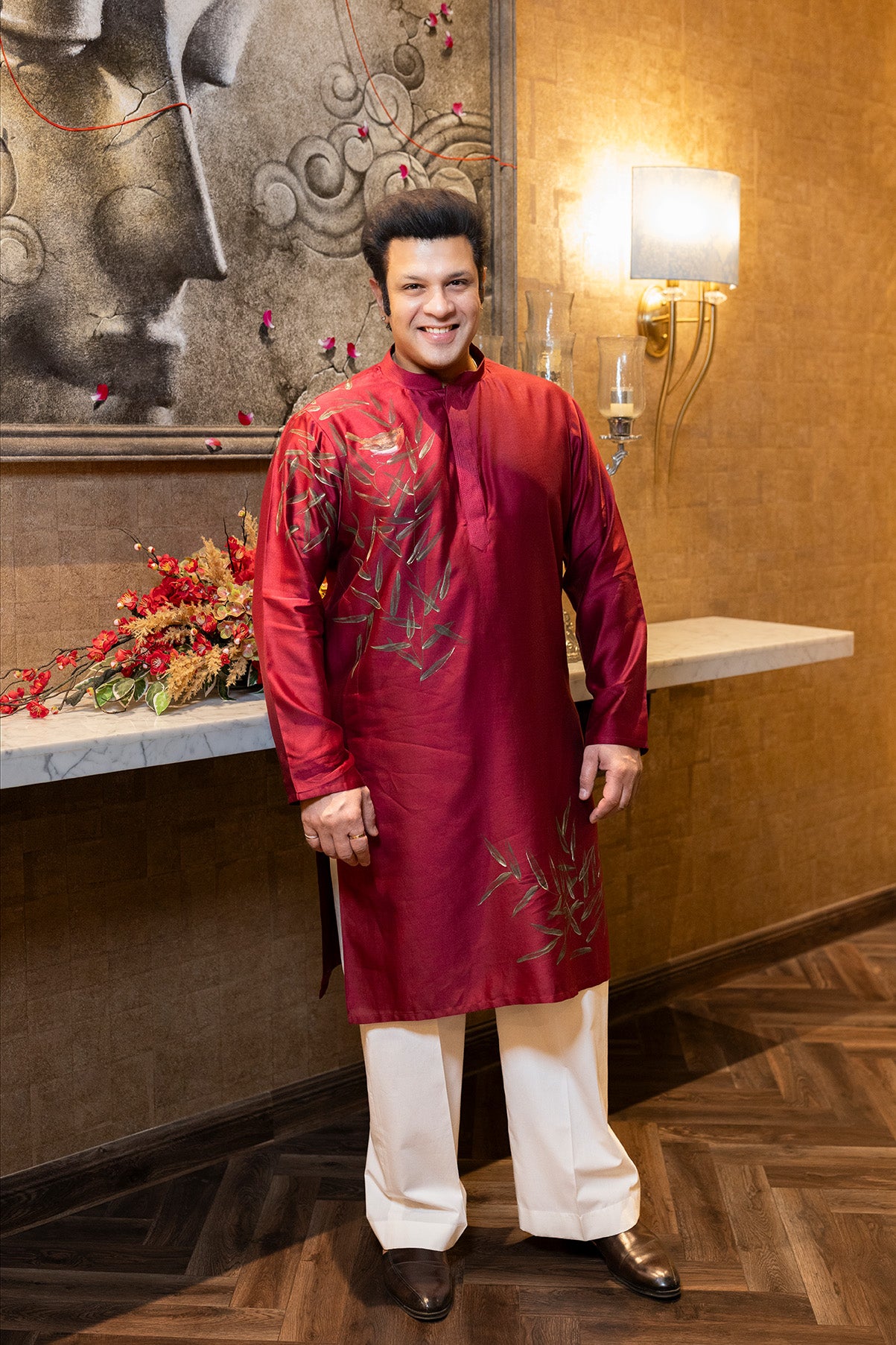 Music Maestro Amaan Ali Bangash in our Silk Hand-Painted Kurta Set
