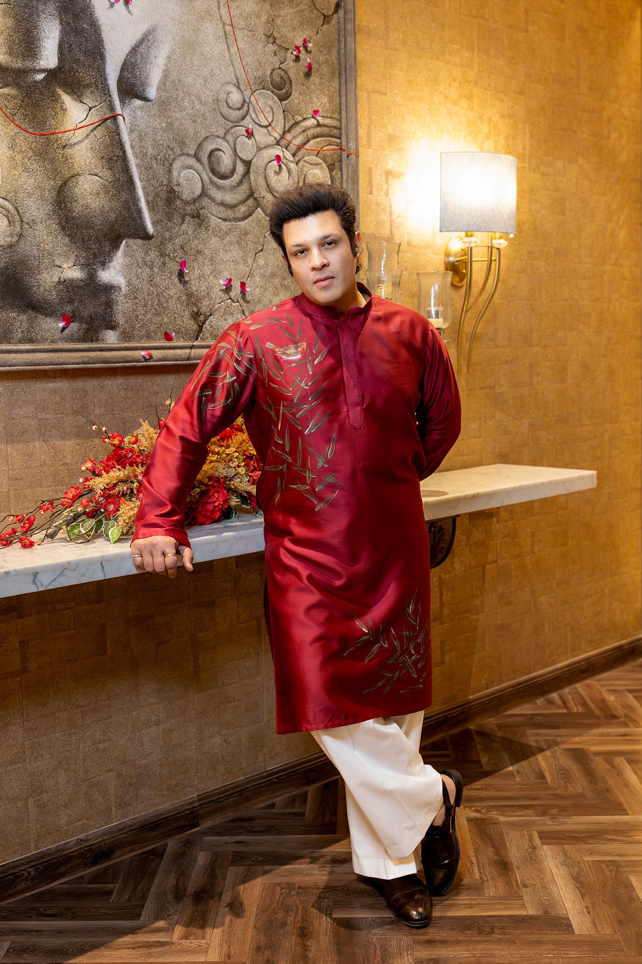 Music Maestro Amaan Ali Bangash in our Silk Hand-Painted Kurta Set