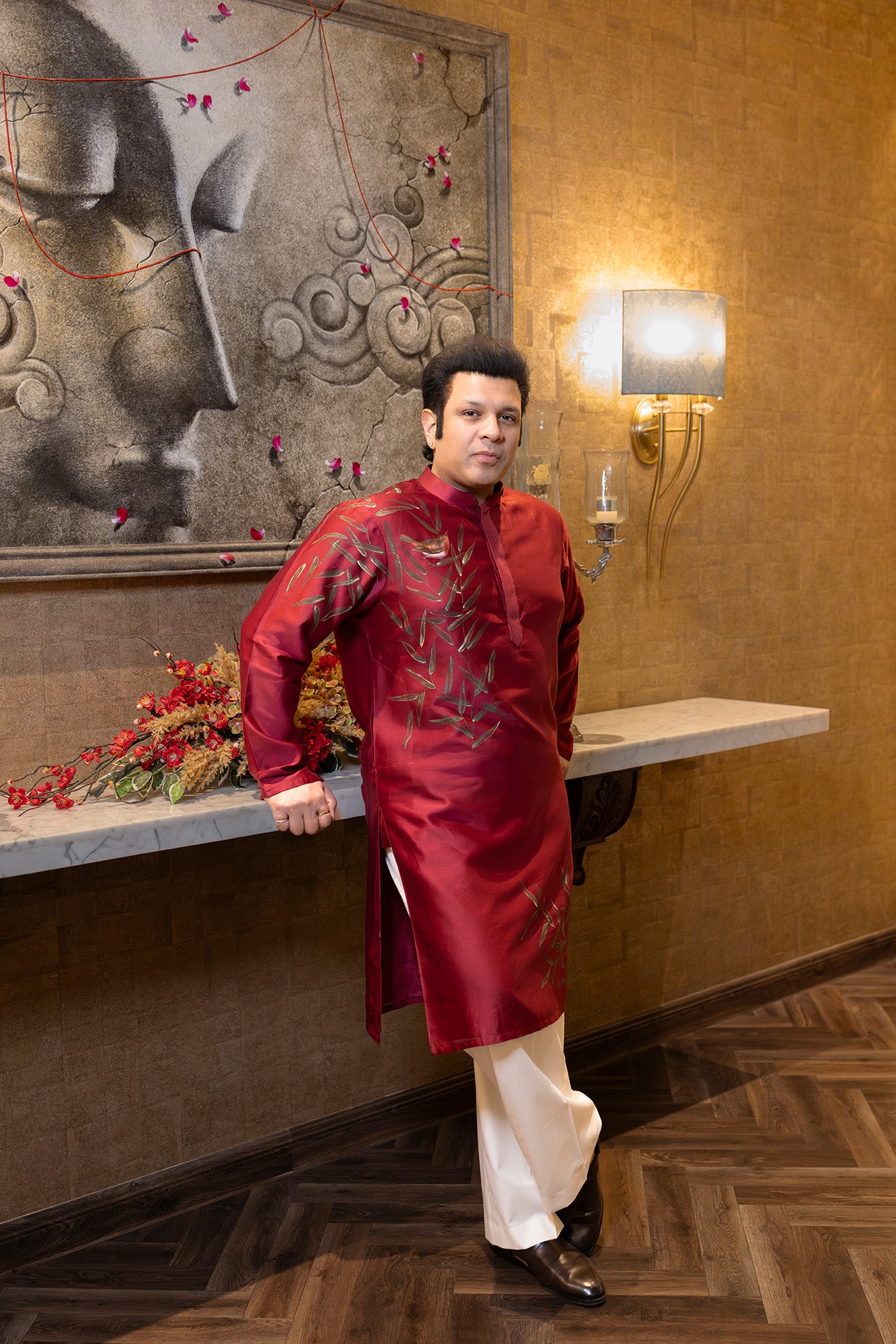 Music Maestro Amaan Ali Bangash in our Silk Hand-Painted Kurta Set